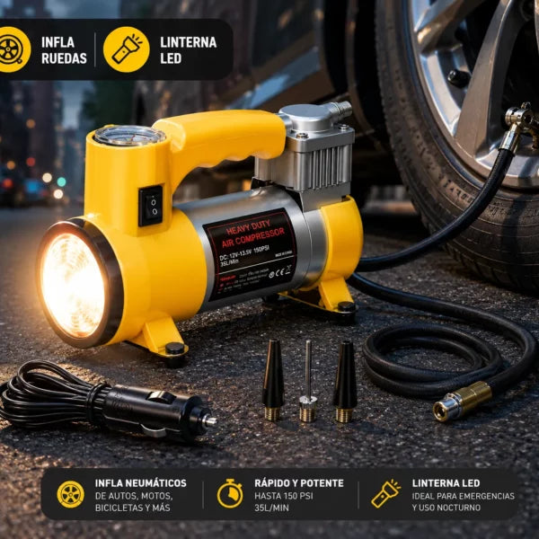 Compresor con linterna amarilla KM-61060
