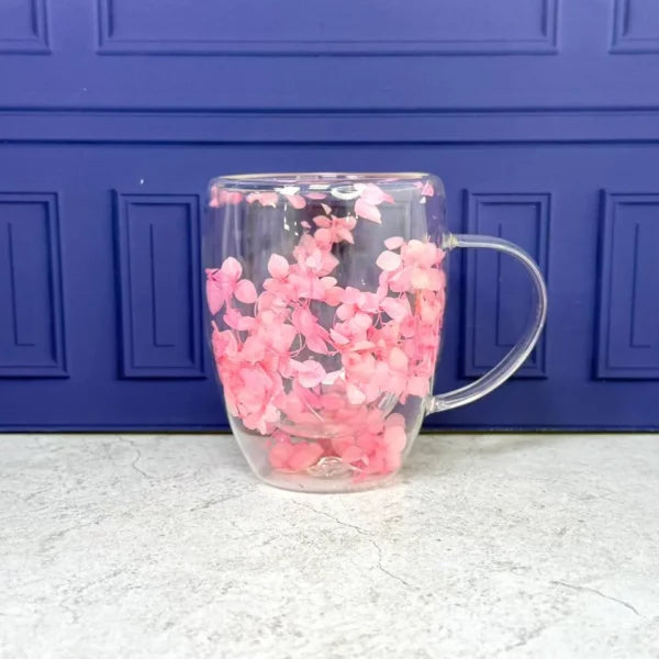 Taza floreada doble pared