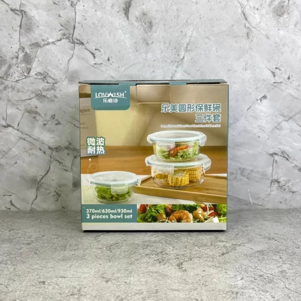 Tupper de vidrio herméticos redondos x3 pcs