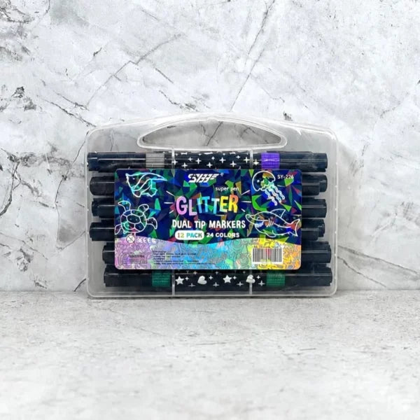 Marcador con glitter 12 pcs